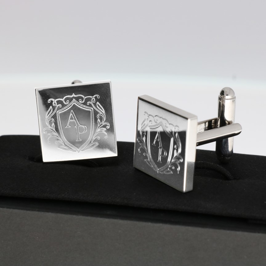 silver engraved cufflinks